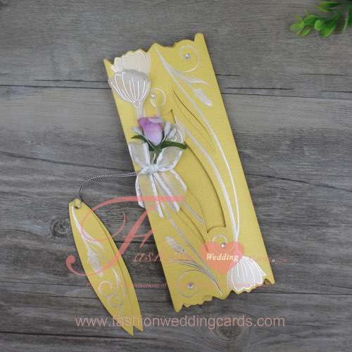 Gold Color Scroll Invitation Card with Decoration